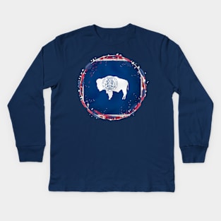 Wyoming Flag Kids Long Sleeve T-Shirt